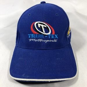 TRIM-TEX MOTORSPORTS HAT CAP S/M 2003 PRO STOCK BIKE MUD-MAX NU-FIT BLUE FLEX
